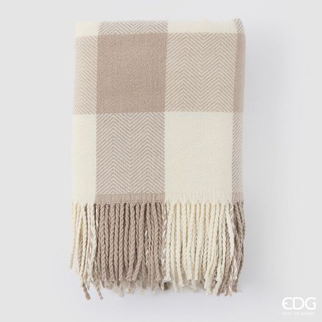 EDG Enzo De Gasperi Coperta Wool L 170 Cm L 120 Cm Scatola Regalo Bianco Grigio
