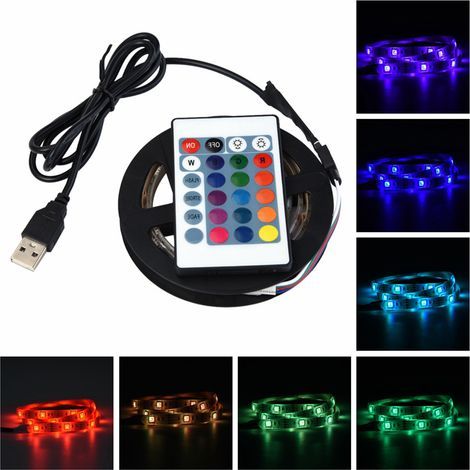 le Lumière de Bande de LED Imperméable à l'eau Multi Couleur 5050 RVB LED Allume la Bande avec à Télécommande pour Les Arrière-Plans de TV Lumière 5V USB Backlight Kit(1m) (1/5)