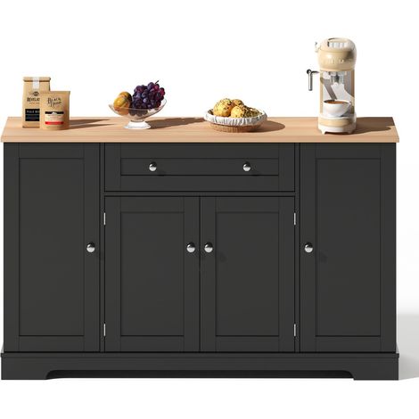 Buffet 138cm multifonctionnel - Couv.+tiroir, portes étagères réglables - Idéal cuisine/salon