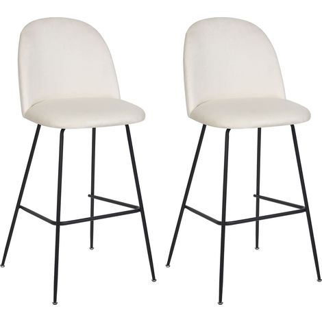 Set mit 2 Barstühlen ARCOLA Samtstoff Cremeweiß