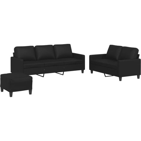 Maison Exclusive - Set di Divani 3 pz con Cuscini Nero in Similpelle