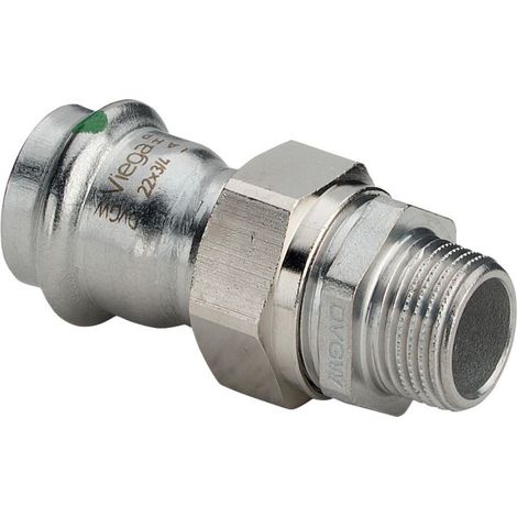 Viega Sanpress Inox raccord 438319 22mmxR 1, acier inoxydable, joint plat, SC-Contur