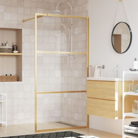 Vidaxl – Paroi de douche en verre ESG 5mm doré 100x195 cm – Cadre aluminium ajustable – Facile à nettoyer – Pour salle de bain moderne