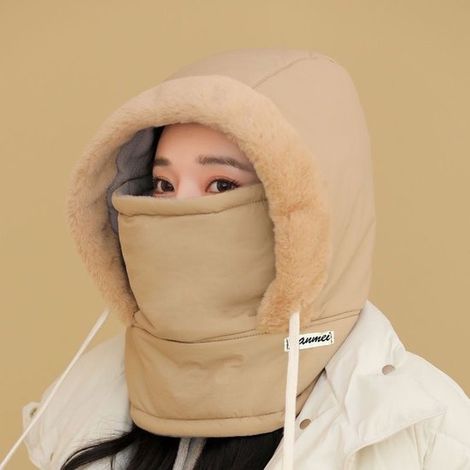 Pasamontañas de invierno de forro polar, ajustable con cordón, gorro multifuncional para esquí, ciclismo y actividades al aire libre, gris oscuro (1/5)
