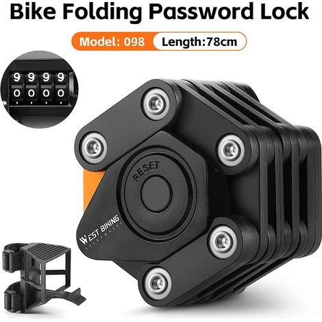 Antivol de vélo pliable à combinaison à quatre chiffres, portable. (1/5)