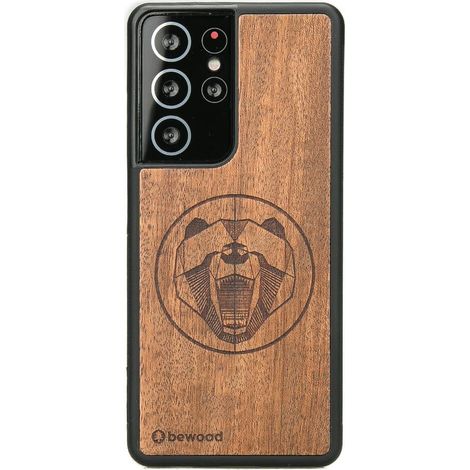Custodia in legno per Samsung Galaxy S21 Ultra con orsetto Merbau (1/3)