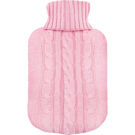Knitted and insulating pink cover for hot water bottle - Cover only (hot water bottle)