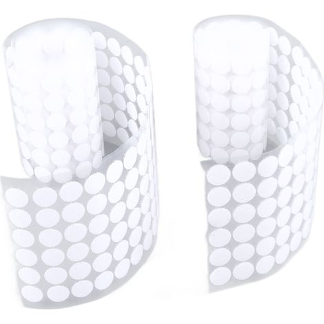 Rubans adhésifs ronds blancs, pastilles auto-agrippantes robustes, fixation durable, stickers velcro adhésifs puissants, disques adhésifs pour fixation légère, lot de pastilles rondes. (1/5)