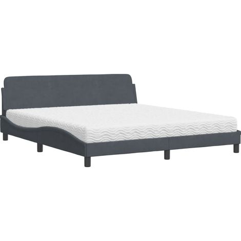 Bett mit Matratze Dunkelgrau 180x200 cm Samt vidaXL329385 (1/5)
