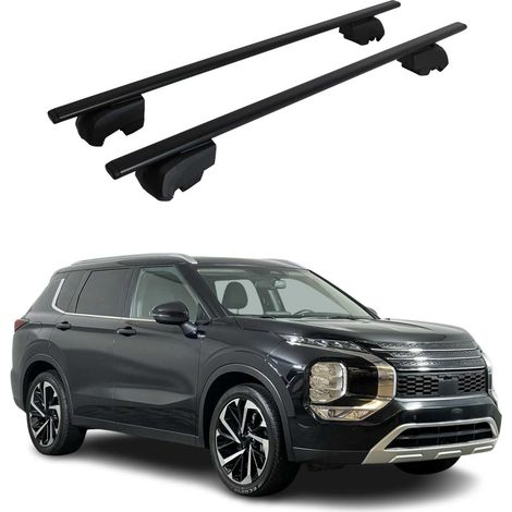 OMAC Dachtrager Quertrager für Mitsubishi Outlander IV 2021-2026 – City Crash getestet – ISO PAS 11154:2006 – Abschliessbar – Max 75 kg – 2 Stangen Stahl Schwarz (1/5)