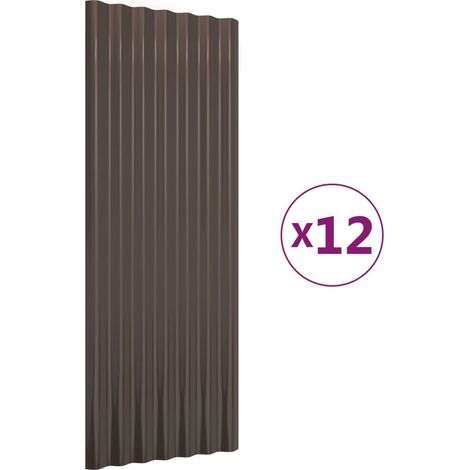 Panneaux de toit 12 pcs Acier galvanisé Marron 100x36 cm