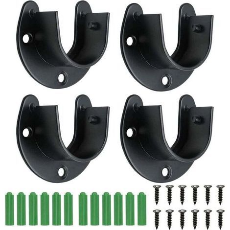 4-teiliges Edelstahl-Kleiderschrank-Halterungsset, Kleiderstangenhalterungen, 32-mm-Kleiderstangenhalterung, mit Schrauben und Dübeln für Kleiderschrank- und Gardinenstangen (1/4)