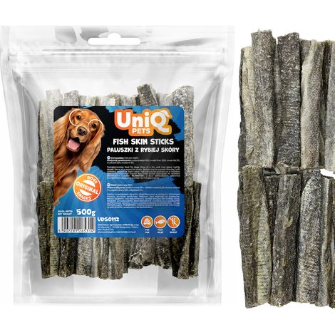 Palitos de piel de pescado, un sabroso premio para perros, UniQ Pets, 500 g