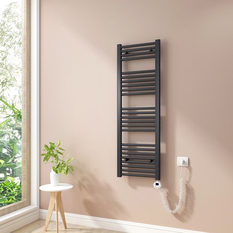 Heilmetz Radiadores Toalleros Eléctricos 500W Radiador Secatoallas Modos Temporizador y Termostato Antracita 120x40cm