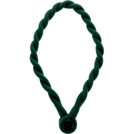 Embrasse à rideaux tressée aimantée 30cm Vert cyprès - BOULET (1/5)