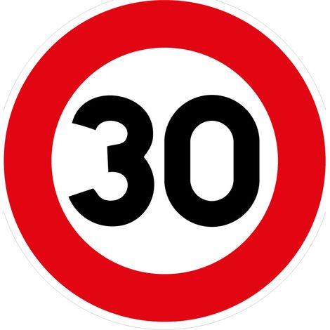Signaletique.Biz France – Panneau d'interdiction de vitesse 30 km/h – PVC expansé rétroréfléchissant – Installation facile avec crochets et clips – Signalisation temporaire