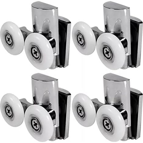 Roulettes pour porte de douche, roulettes 23 mm haut ou bas, porte de douche coulissante pour porte vitrée de cabine de salle de bain (23 mm/2 haut + 2 bas) (1/4)