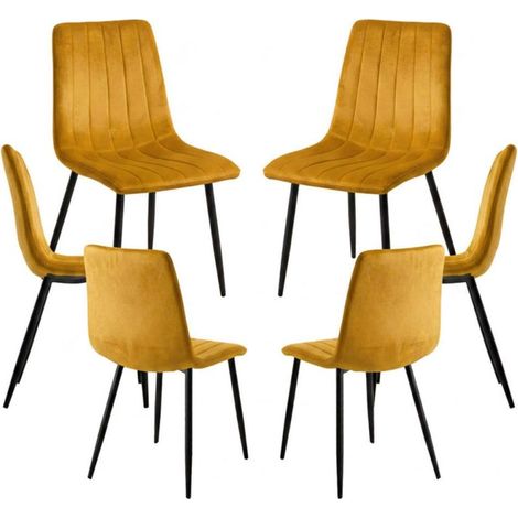 Packs Sillas Comedor - Pack 6 Sillas Liny Terciopelo - Mostaza (1/5)