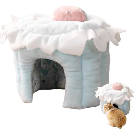 Pilzförmiges Hamsterhaus aus Holz (200×100×175 mm) – Natürliches, dekoratives Versteck für Hamster, Rennmäuse und kleine Nagetiere (1/2)