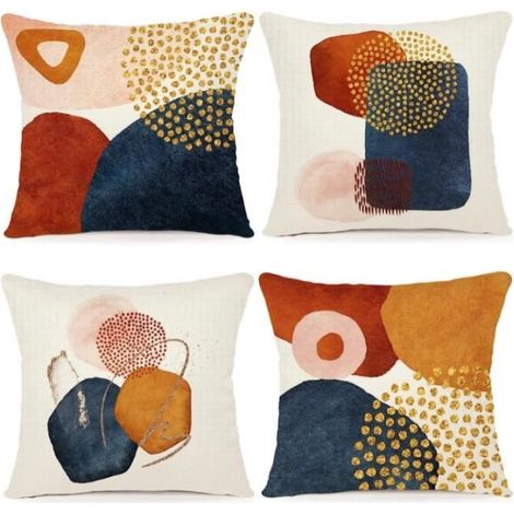 Lot de 4 Housses de Coussin Motif Géométrique Coussin Canapé pour Canapé Salon Chambre taie Oreiller d'Extérieur 45x45cm (1/4)