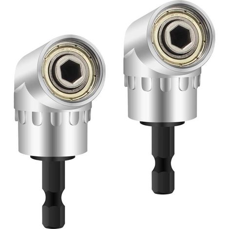 2-Piece Right Angle Drill Adapter, Angle Driver and Screwdriver, Drill Attachment with Magnetic Bit Holder, 6mm to 1/4 inch Quick Change Hex Shank. (1/5)