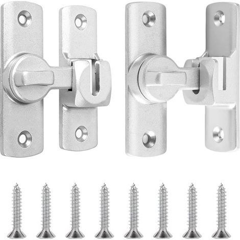 silberne Scheunentürriegel, 90/180-Grad-Drehtürschloss, robuste rechtwinklige Verriegelungsbeschläge aus Aluminiumlegierung für Schlafzimmertüren, geeignet für Kleiderschränke (1/5)