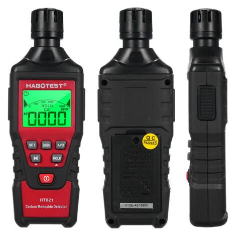 Détecteur de monoxyde de carbone portable HT621 avec alarme sonore et visuelle (0-5000 ppm), écran LCD rétroéclairé, idéal pour la maison, la voiture, le camping et les voyages (1/5)