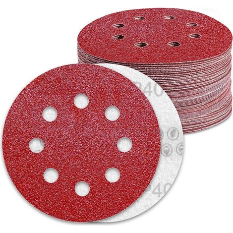 Disques Abrasifs 125mm Grain 40 Papier Poncer 70 Pièces 8 Trous Disque Poncage pour Ponceuse Excentrique-DOU