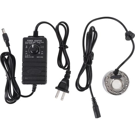 Brumisateur Mist Maker 350 ml/h avec contrôleur de brouillard à 12 LED de couleur changeante, atomiseur 24 V, machine à brouillard pour fontaine, bassin, prise US (1/5)