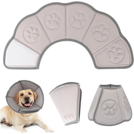 Collier pour chien - Bandeau de protection - Réglable - Confortable - Anti-léchage - Anti-griffures - Gris - 24-29 cm - 1 pièce (1/4)