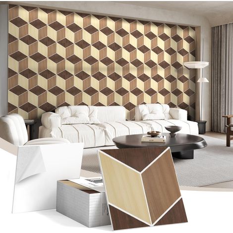 Lot de 12 Panneaux muraux insonorisants 3D pour maison rétro,panneaux insonorisants auto-adhésifs de conception DIY,adaptés aux salons et aux chambres (1/5)