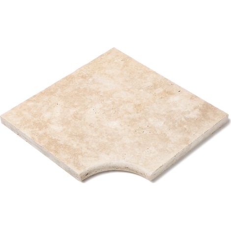 Angle Rentrant pour margelles Travertin 1er choix - 45,5x45,5x3 cm - Bord rond - Beige Light (1/2)