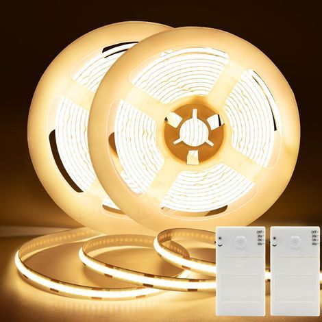 CCYKXA 2er-Pack batteriebetriebene Bewegungsmelder-Lichtleisten, 2 m, 640 Hochleistungs-LEDs mit Schrankbeleuchtungsmodus, Warmweiß 2700 K (1/5)