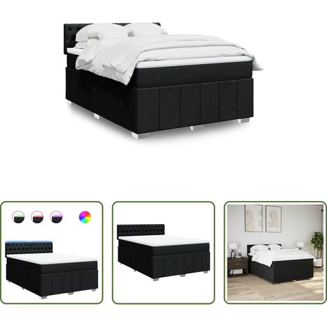 Matelas à ressorts ensachés - Sommier à lattes de lit avec matelas Noir 160x200 cm Tissu (1/5)