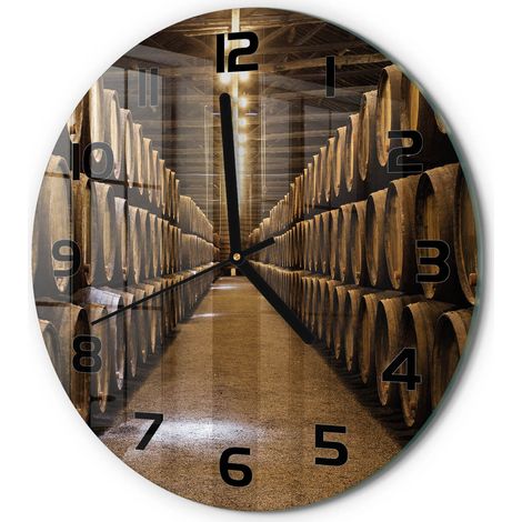 Horloge Murale Ronde Cadeau Pendaison de Crémaillère Verre Design Moderne Caves à vin de Porto fi 30 cm (1/5)