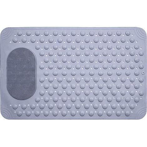Tapis de bain antidérapant pour baignoire et douche avec points de massage ronds, gris (1/5)