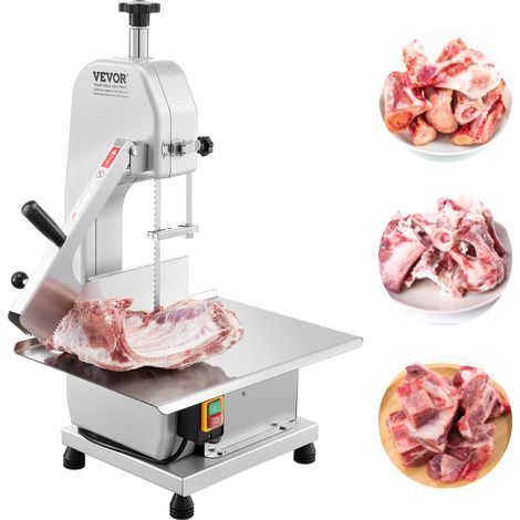VEVOR Kommerzielle elektrische Fleischbandsäge Knochenschneidemaschine, 650 W Tisch-Knochensäge, 315 x 460 mm Werkbank, Gefrierfleischschneider für Schweinefleisch Rindfleisch Silber (1/5)