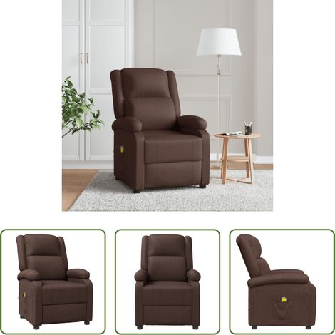 vidaXL Fauteuil inclinable - Fauteuil de massage Marron Similicuir (1/5)