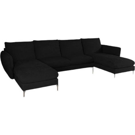 Canapé D'angle Panoramique Luni Pieds Chrome Noir