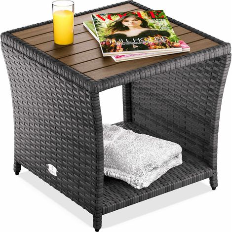Table d'appoint en polyrotin gris 45x45x40cm