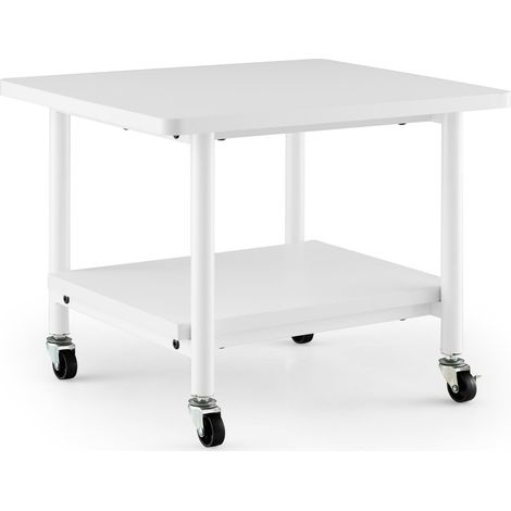 Soporte para impresora con 2 niveles y ruedas bloqueables, blanco