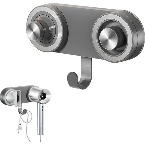 Support mural magnétique pour sèche cheveux, ventouse puissante avec range câble, protection antidérapante en EVA, installation sans perçage, support pour sèche cheveux de salle de bain (1/5)