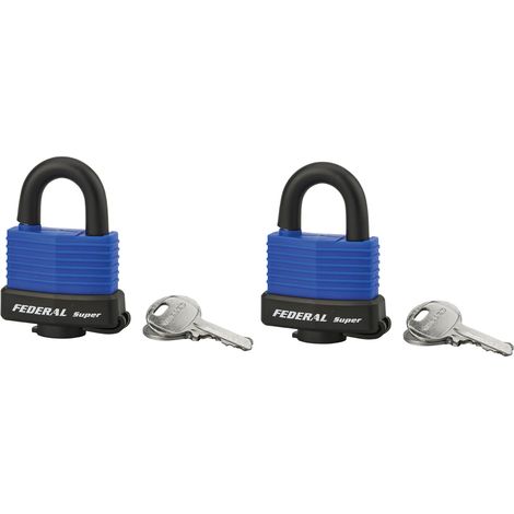 THIRARD - Lot de 2 cadenas à clé Fédéral Lock Sea Line, laiton, extérieur, anse inox, 40mm, 2 clés s'entrouvrant - THIRARD