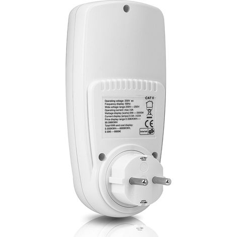 Prise de mesure de consommation électrique avec écran LCD digital, moniteur d'énergie 230VAC, min 0,5W, compteur de puissance pour prise européenne, affichage en temps réel. (1/3)