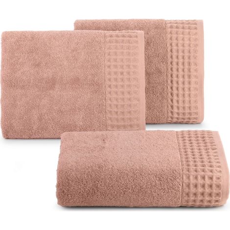 Asciugamano Avinion 50x90 spugna cipria con bordo decorativo con motivo waffle 500 g/m2 Collezione Terra Eurofirany (1/5)