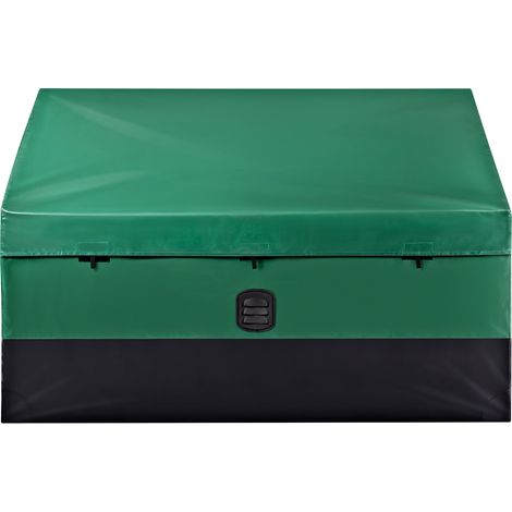 Mophorn 100 Gallonen Aufbewahrungsbox für den Außenbereich, wasserdichte Deckbox aus PE-Plane mit verzinktem Rahmen, Allwetterschutz und tragbar, für Camping, Garten, Poolrand, Hof, Braun und Blau