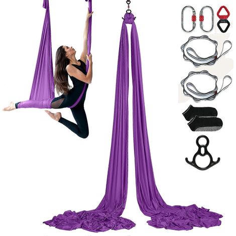Aerial-Yoga-Hängematten-Set und 8,7 Yards (8 m) Textilgewebe aus 100 g/m² Nylon-Canvas sowie komplettes Befestigungszubehör. (1/5)