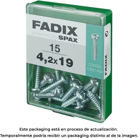 Caja de 15 unidades de tornillo de rosca chapa con cabeza redonda en cinc 4,2x19mm Fadix (1/3)