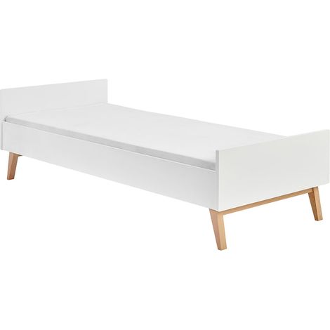 Lit 90x200 sommier inclus Pinio Swing - Blanc et bois (1/3)