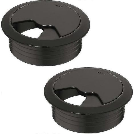 Passe-câble de bureau diamètre 70 mm - lot de 1 guide-câble de bureau en plastique noir - passe-câble - f (1/4)